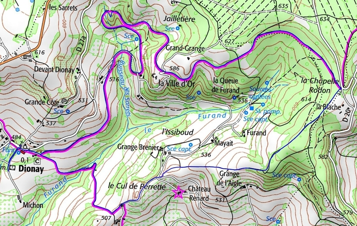 Carte la voie du tram randonnée Dionay Carte la voie du tram randonnée Dionay
